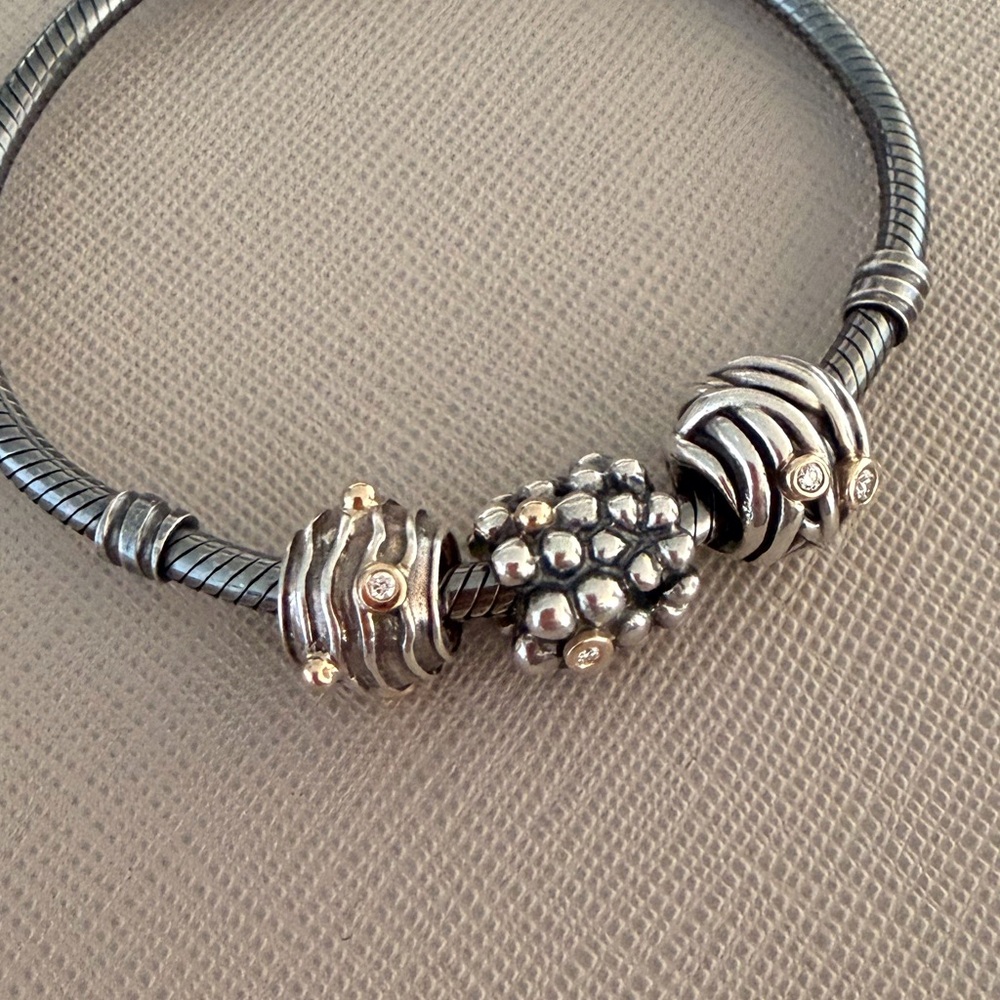 Retired Pandora Two Tone Charms With Diamonds
